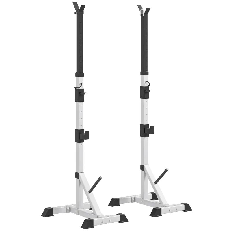 Pair of Adjustable Squat Rack Standard 53.5"-69.25" Barbell Rack Stand 440lbs Capacity, 2" Steel Heavy Duty Bench Press Rack, Support 3 Sets Barbells Storage