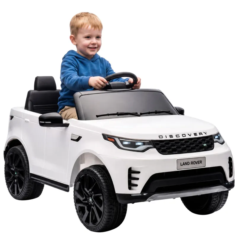 12V Electric Car for Kids, Licensed Land Rover Ride on Car with Parent Remote, Soft Start, 4 Wheel Suspension, White