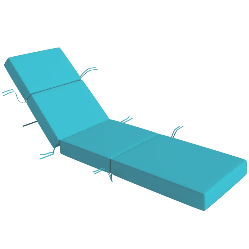 Chaise Lounge Cushion, 4" Thick Outdoor Lounge Chair Cushion with Ties for Patio, 21" x 72", Blue