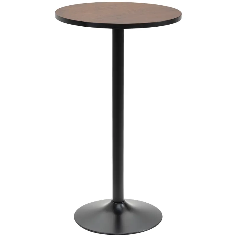 41" H Bar Height Round Bar Table, Rustic Industrial Pub Table, Elm Wood Top Bistro Table with Metal Base