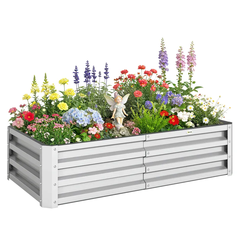 Galvanized Raised Garden Bed, 4' x 2' x 1' Metal Planter Box, for Growing Vegetables, Flowers, Herbs, Succulents, Green