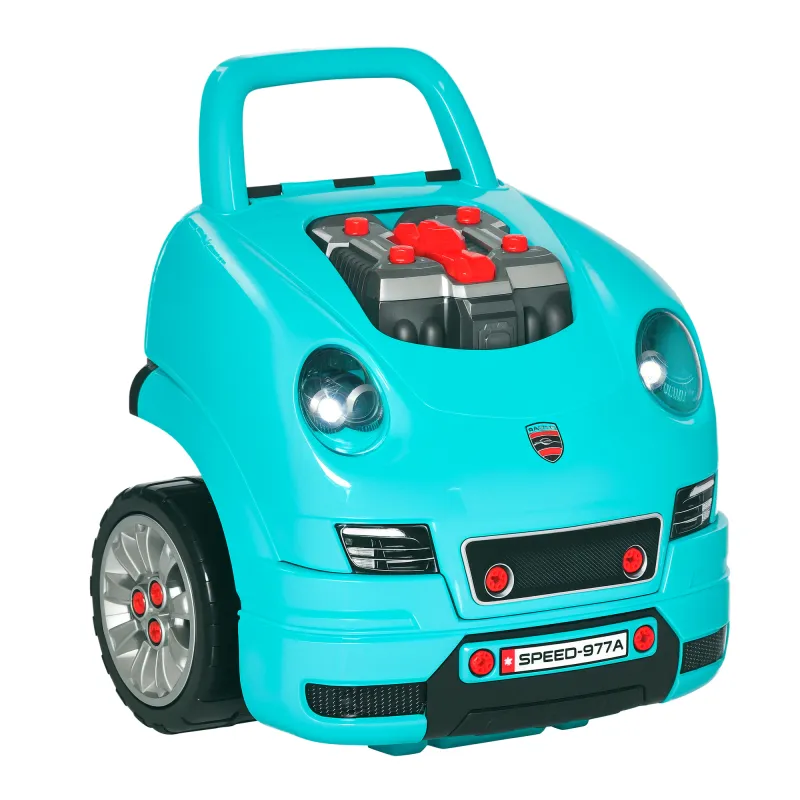 Mechanic Kids Truck Engine Toy Set, Car Service Play Set, Teal