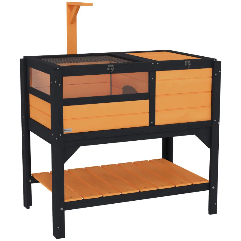 Tortoise Habitat with Shelf Storage Tortoise Gift Accessory with Weather Protection for Indoor, Yellow