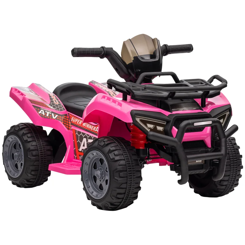 Kids Four Wheeler Ride on Car, Motorized Quad, 6V Battery Powered Electric Quad with Songs for 18-36 Months, Pink