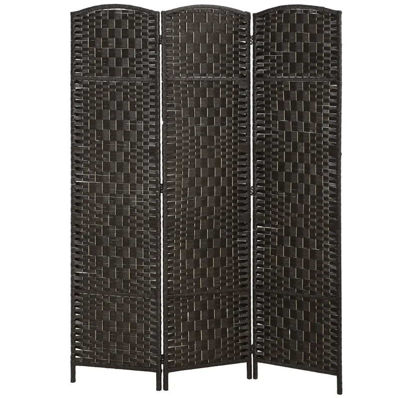 Room Divider, 3 Panel Folding Privacy Screen, 70.9" Tall Portable Weave Partition Wall Divider for Bedroom, Coffee