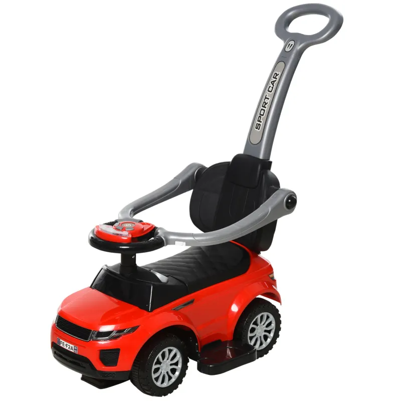 3 In 1 Push Cars for Toddlers Kid Ride on Push Car Stroller Sliding Car with Horn Music Light Function, Red