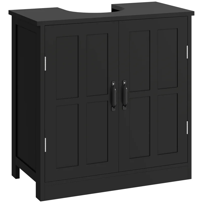 Bathroom Sink Cabinet, Pedestal Sink Cabinet with Adjustable Shelf, Black