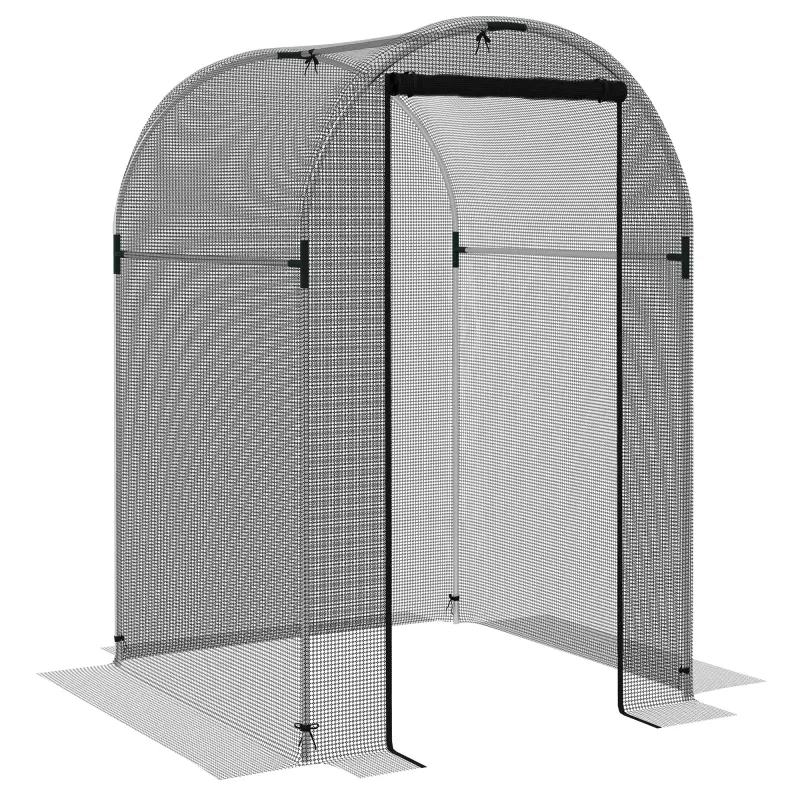 Galvanized Steel Crop Cage, Plant Protection Tent with Zippered Door, 4' x 4', Black