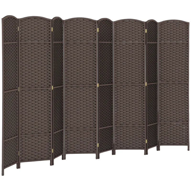 Folding Room Divider Screen 8 Panel 5.6 ' Tall Privacy Screen Freestanding Room Partition for Home Office, Brown
