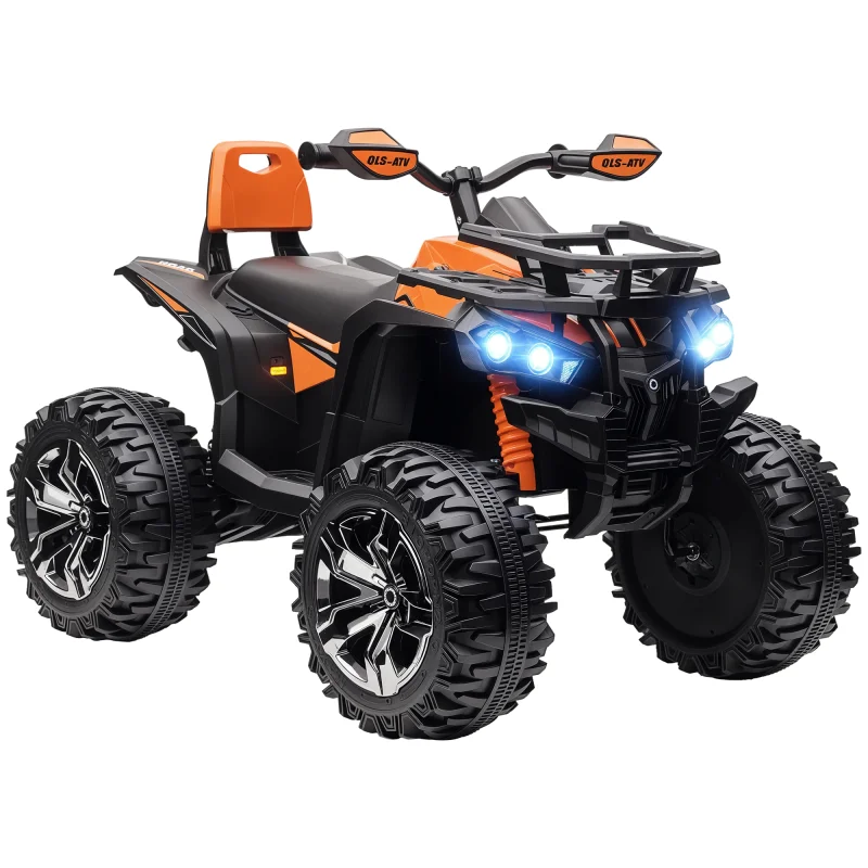 12V 4 Wheeler Kids ATV with Music, Headlights for 37-60 Months Boys and Girls, Orange