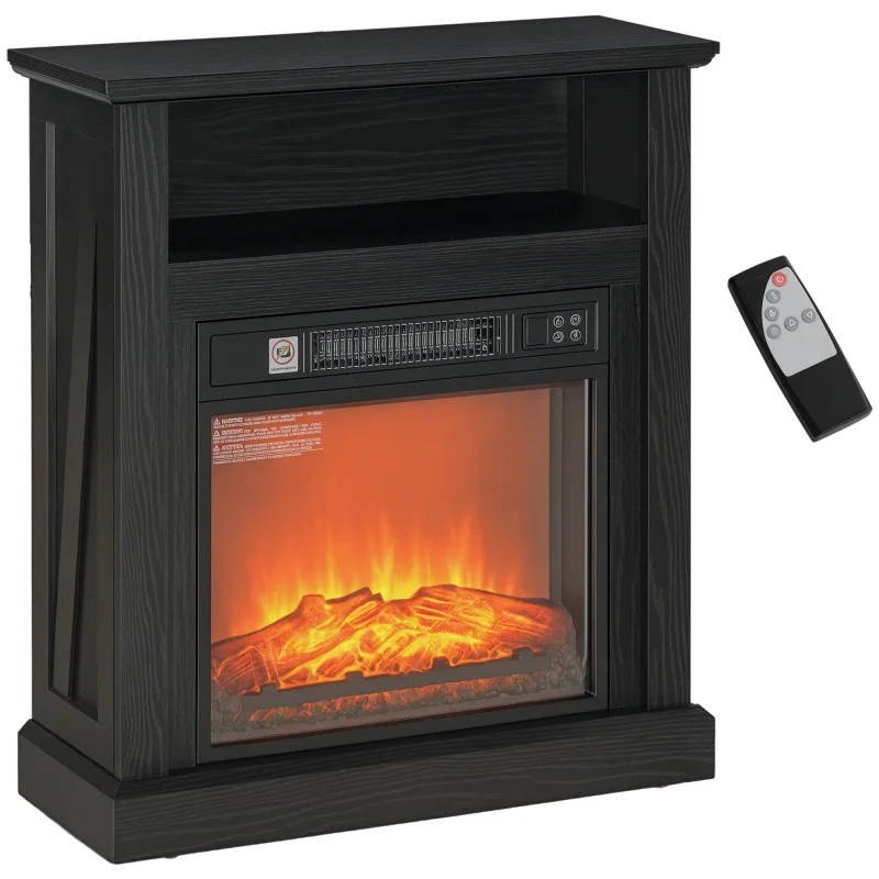 27" Freestanding Electric Fireplace with Mantel, 1400W Replaceable Fireplace Insert Heater with Timer, Black