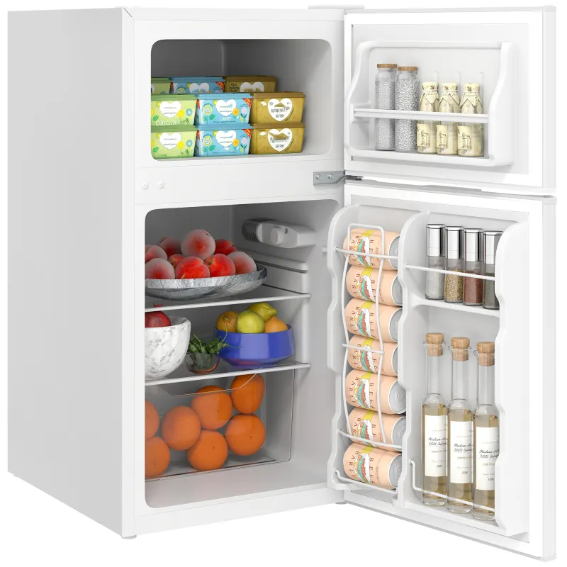 3.2 Cu.Ft Mini Fridge with Freezer, Compact Refrigerator with Adjustable Thermostat, White