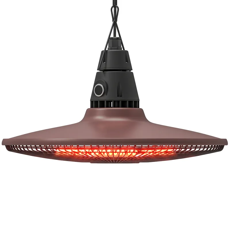 1500W Electric Patio Heater, IP65 Hanging Infrared Carbon Fiber Tube Outdoor Heater with Remote Control, Brown