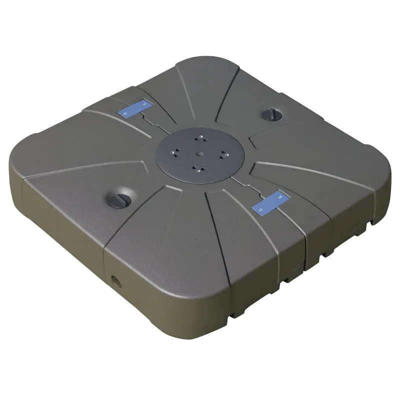 Square Cantilever Patio Umbrella Base with 4 Wheels for Easy Moving, Heavy Duty Umbrella Stand Weight, 330 lb Capacity Sand or 249 lb Capacity Water, Coffee