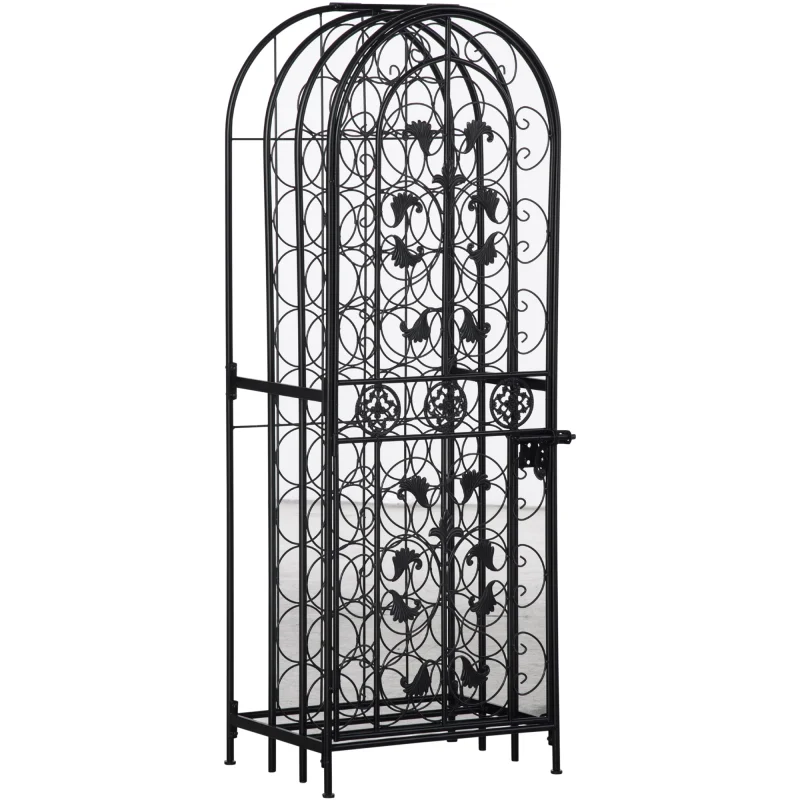 45-Bottle Modern Wine Organizer Decorative Portable Wrought Iron Wine Rack Jail