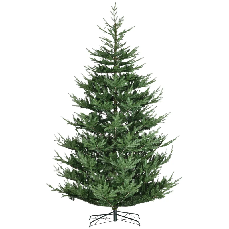 9 Foot Artificial Christmas Tree, Nordic Pine Hinged Xmas Tree with 1939 Realistic Branches, Wide Steel Base, Auto Open, Green