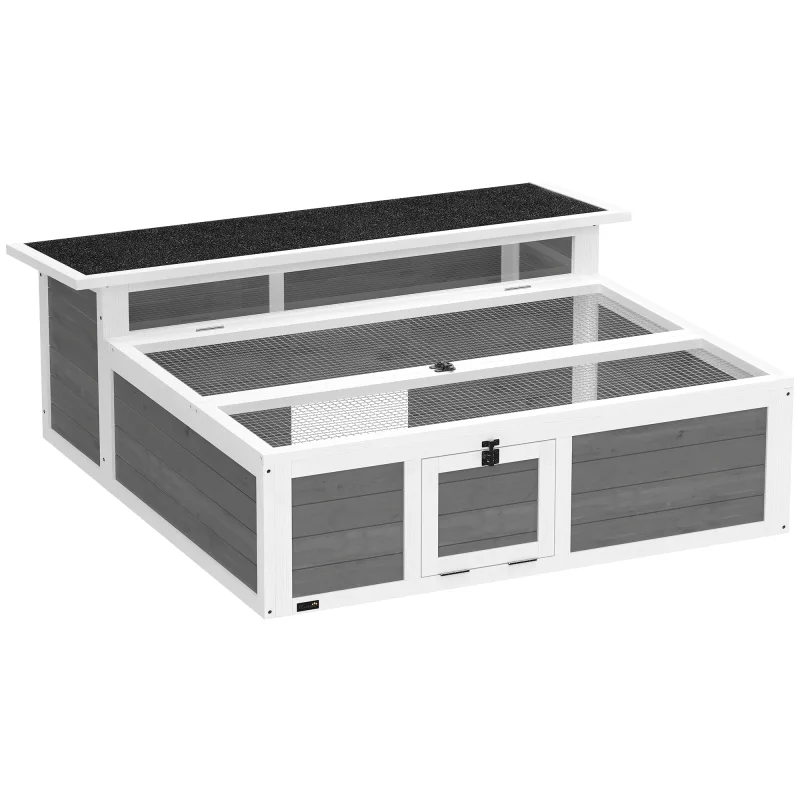 Tortoise Habitat Openable Top Wooden Tortoise Enclosure Run Area and Clear Window Dark Gray