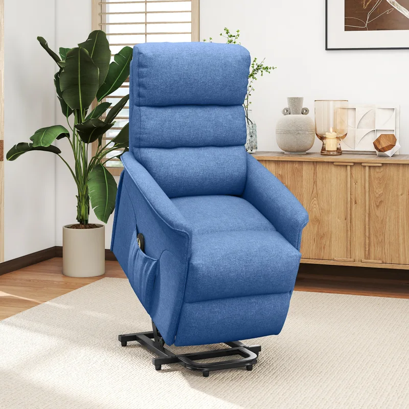 Power Lift Chair for Seniors, Electric Lift Recliner Chair with Remote Control, Side Pockets for Living Room, Blue