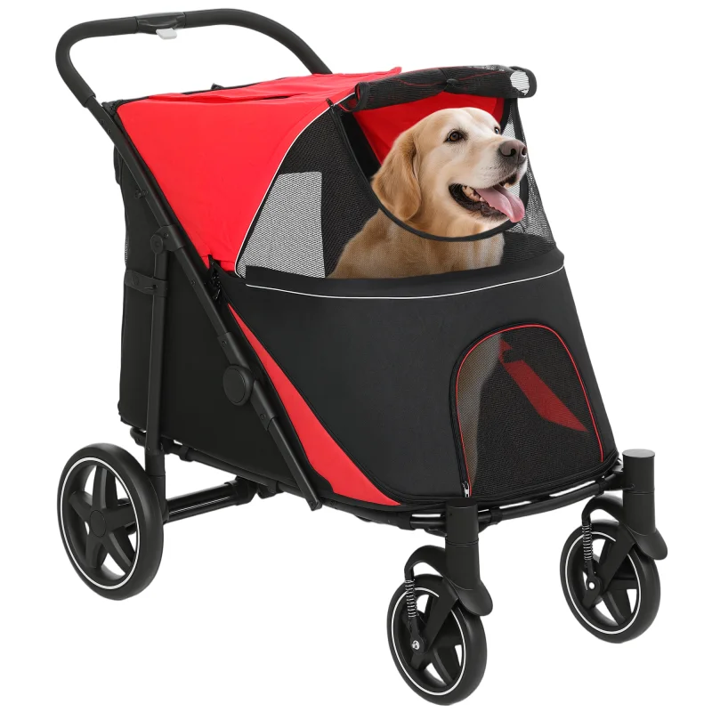 Dog Stroller for Large Medium Small Dogs up to 66 Lbs. 23.5" in Body Length, Red