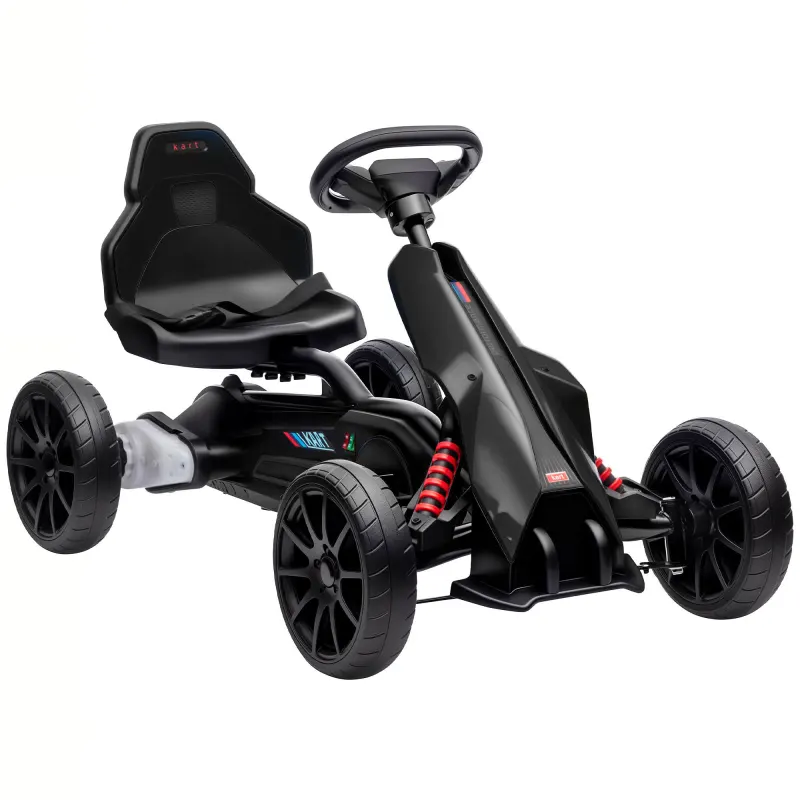 12V Electric Go Kart for Kids, Ride On Toy with EVA Tires, 2 Speeds, Adjustable Seat, Safety Belt for 3-8 Years, Black
