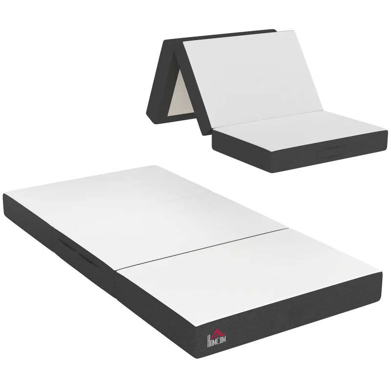 Trifold Mattress, 6 Inch Memory Foam Mattress for Guest, Camping, RV, Travel, Yoga, Made in USA, 75" x 38" x 6"