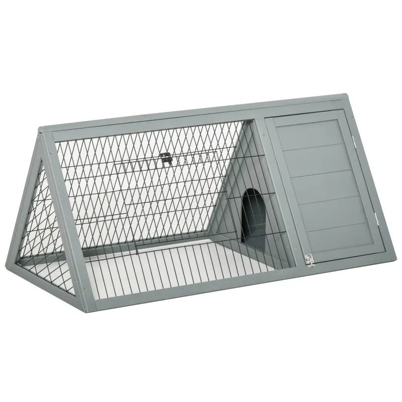 Rabbit Hutch Outdoor, Wooden Chicken Coop with Run, Outdoor Small Animal Cage for Rabbit, Light Gray