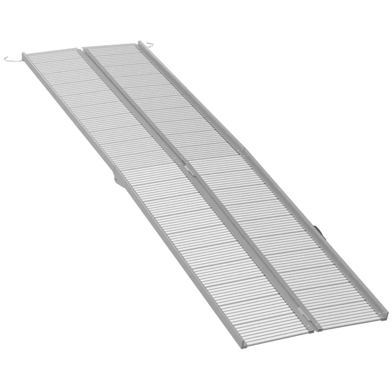 10' Foldable Handicap Ramp for Home, Steps, Doorways, Aluminum Portable Wheelchair Ramp, Textured Threshold Ramp, Silver