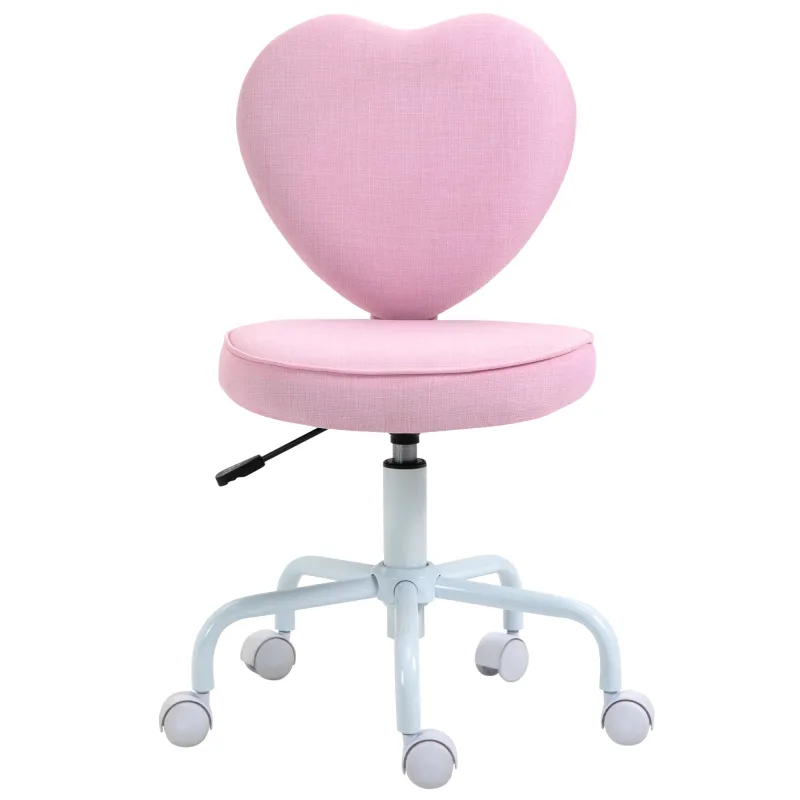 Heart Love Shaped Back Design Office Chair with Adjustable Height, Pink