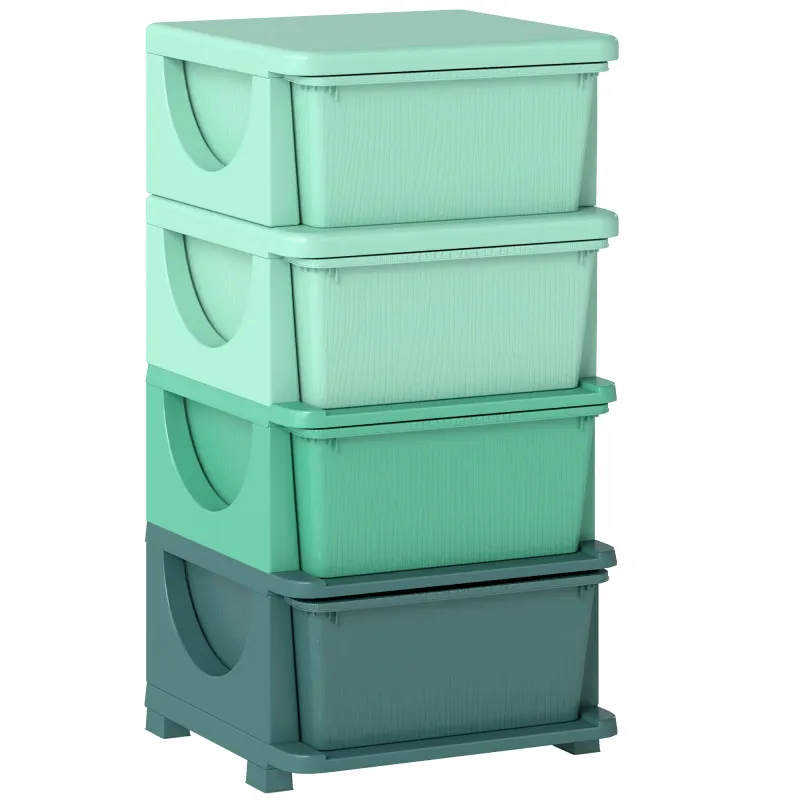 4 Tier Kids Storage Unit, Toy Organizers and Storage with 4 Drawer for Bedroom Nursery Living Room for Boys Girls Green