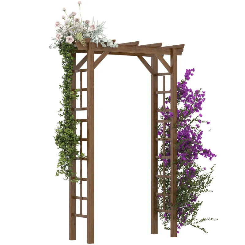 85" Wooden Garden Arbor for Wedding and Ceremony, Outdoor Garden Arch Trellis for Climbing Vines - Carbonized