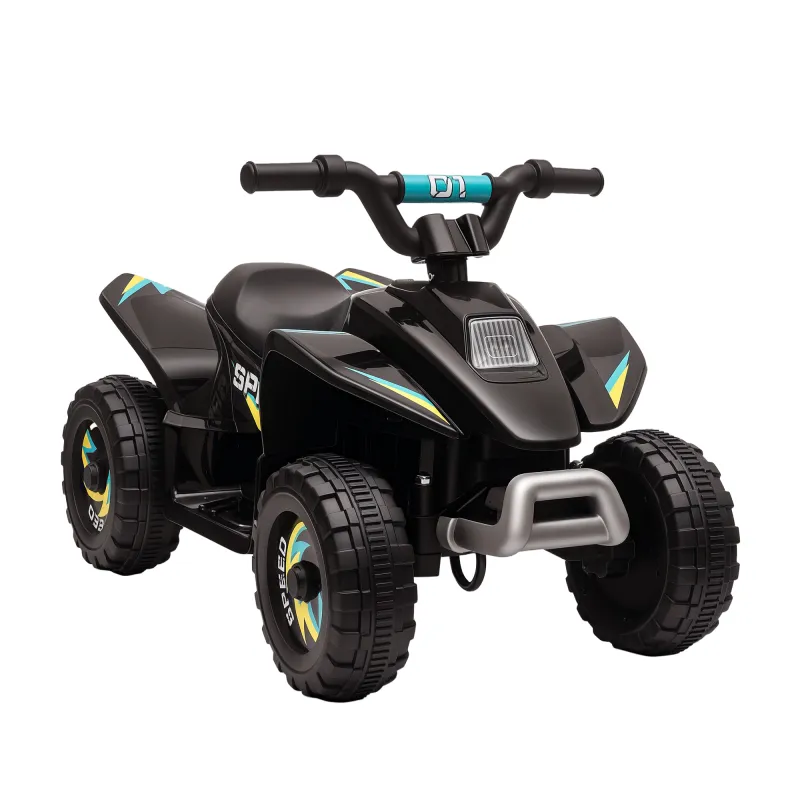6V Kids ATV 4-Wheeler Ride on Car, Electric Motorized Quad Battery Powered Vehicle with Forward/Reverse Switch for 18-36 Months Old Toddlers, Black