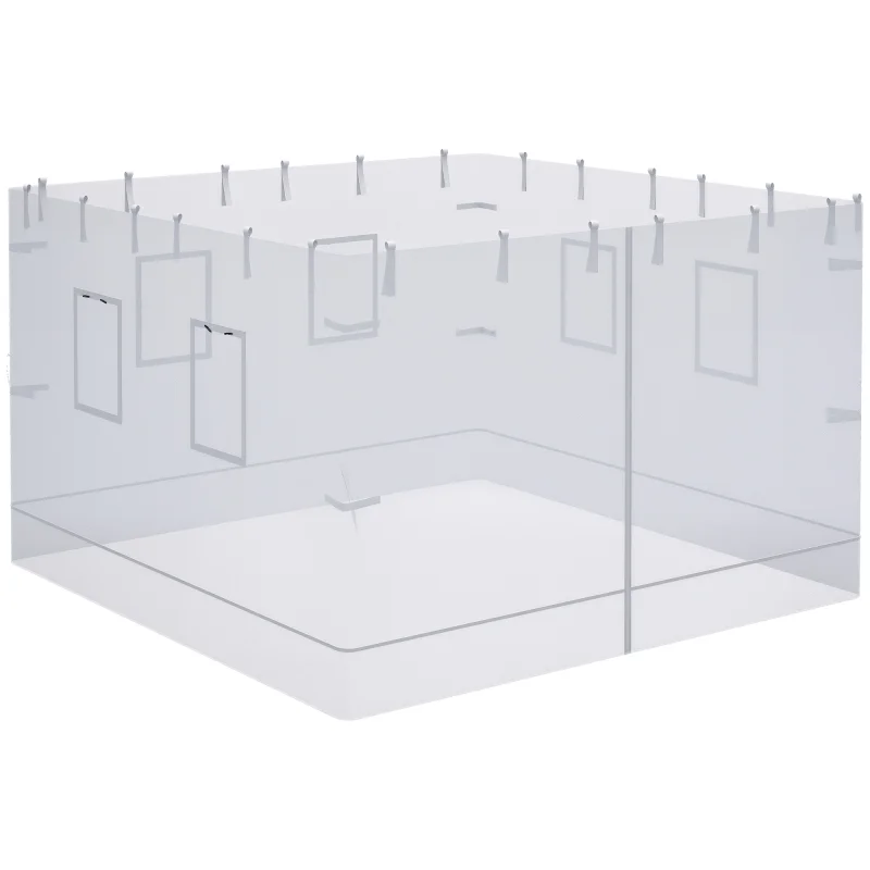 Canopy Screen Walls, Replacement Netting with 6 Service Windows and 1 Door, for 10' x 10' Canopy Tent, White