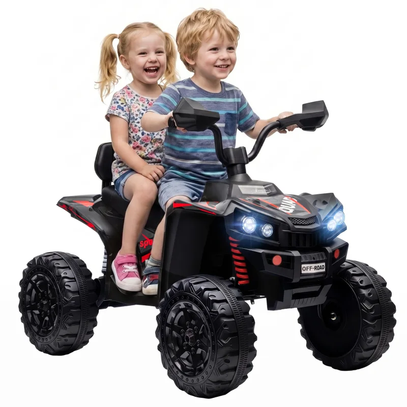 24V 2 Seater Ride On Toys, Kids ATV 4 Wheeler with Dual Motors, High & Low Speed for Boys Girls Aged 3-8 Years, Black