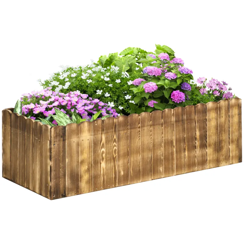 40" x 16" x 12" Raised Planter Box Garden Scalloped Edge Wooden