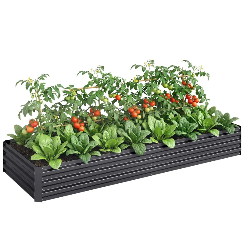 95" x 36" x 12" Galvanized Raised Garden Bed, Easy DIY and Cleaning for Growing Flowers, Herbs, Succulents, Gray