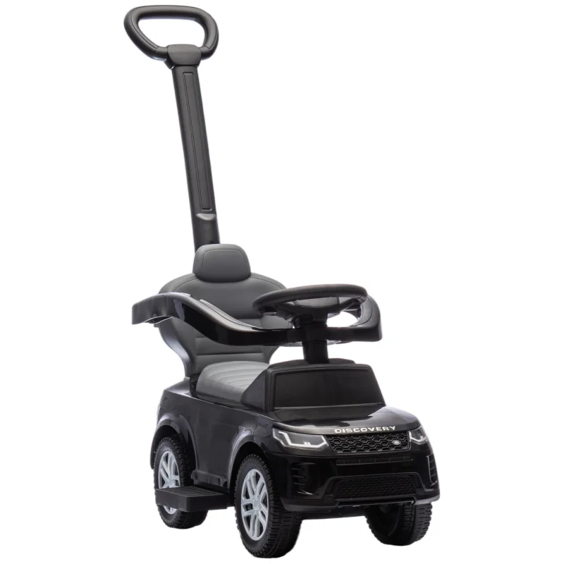 Land Rover Discovery Licensed Baby Push Car, 2-in-1 Ride on Car with Push Handle and Safety Guardrail, Black