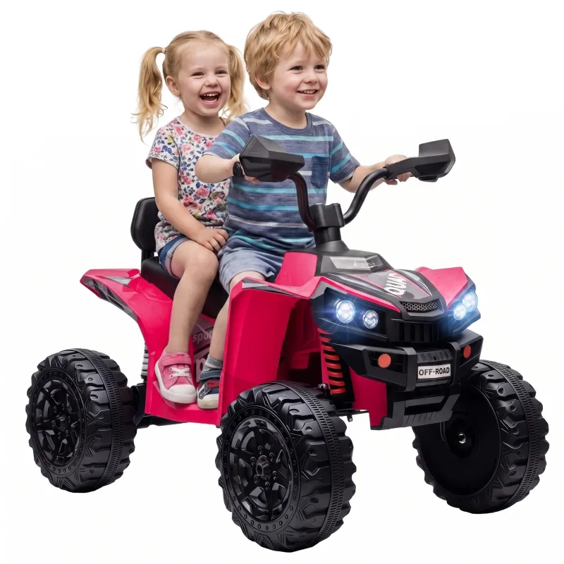 24V 2 Seater Ride On Toys, Kids ATV 4 Wheeler with Dual Motors, High & Low Speed for Boys Girls Aged 3-8 Years, Pink