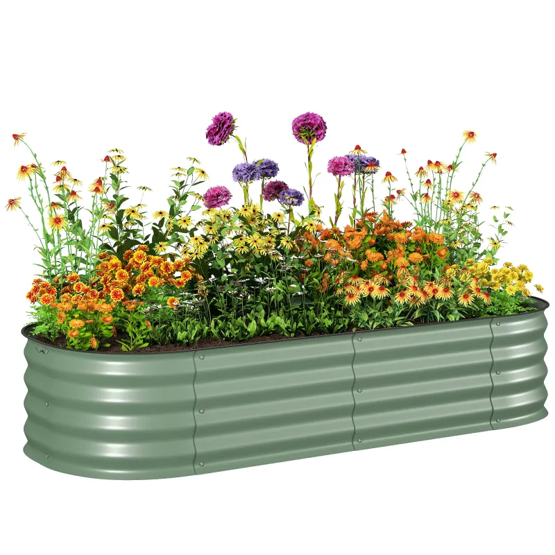 4.9' x 2' x 1' Galvanized Raised Garden Bed Kit, Metal Planter Box with Safety Edging, Green
