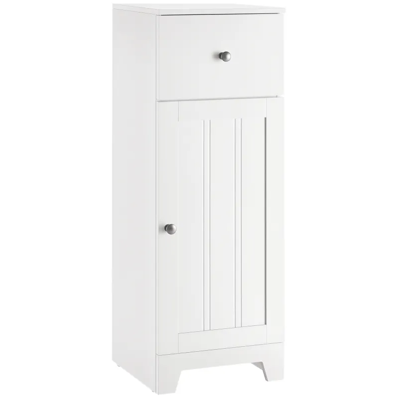 Short Bathroom Storage Cabinet, Cabinet Organizer with 1 Drawer and Adjustable Shelf for Living Room, White