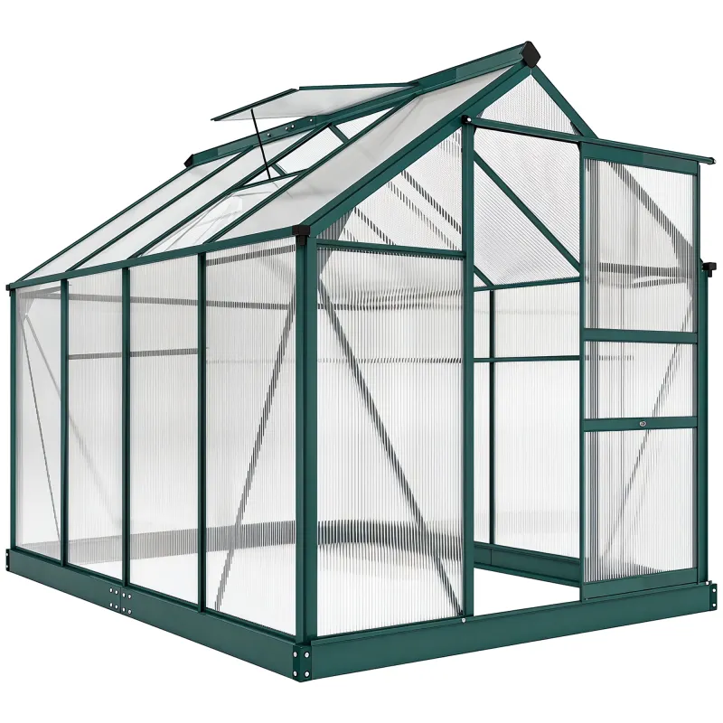 6x8 Greenhouse Polycarbonate Heavy Duty Patio Backyard, Dark Green