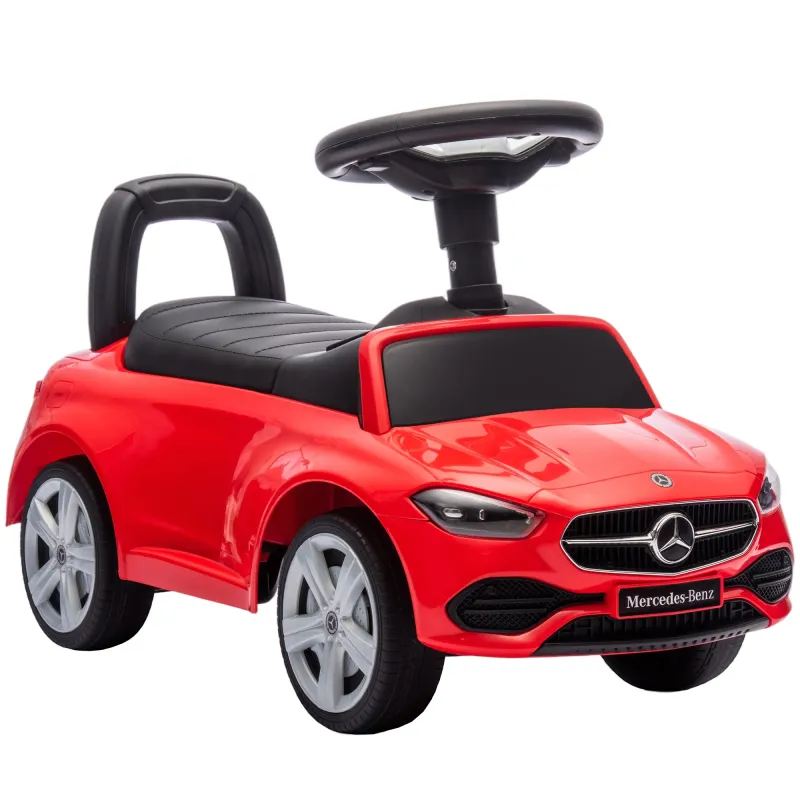 Mercedes-Benz C-Class Licensed Kids Ride On Car, Foot-to-Floor Toy with Anti-Tip Design, Horn & Start Sound, Red