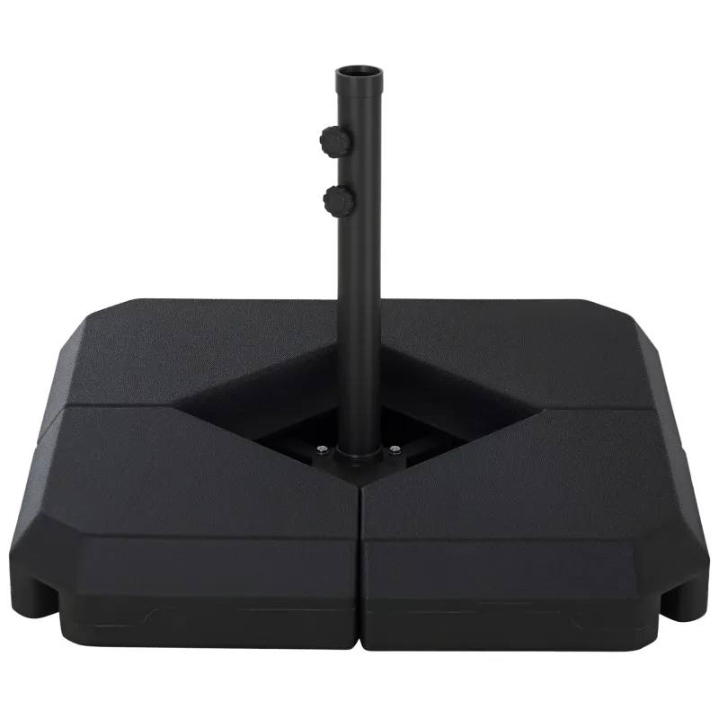 Umbrella Stand Fitting 2" Poles and Steel Base with 4 Fillable Plastic Weights, 4 Gal. Capacity Each - Black