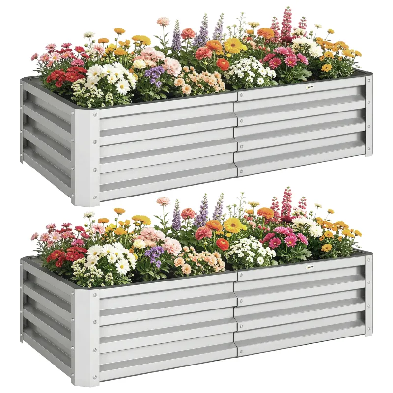 Galvanized Raised Garden Bed, 4' x 2' x 1' Metal Planter Box, for Growing Vegetables, Flowers, Herbs, Succulents, Silver