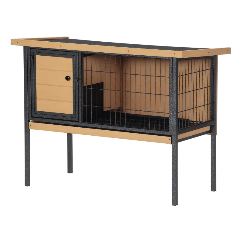 Rabbit Hutch Elevated Bunny Cage Small Animal Habitat with Metal Frame, No Leak Tray, Metal Wire Pan