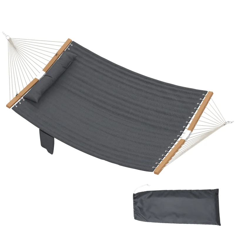 Outdoor Hammock 2-Person, with Pillow & Pad, 440 lbs Capacity, Gray