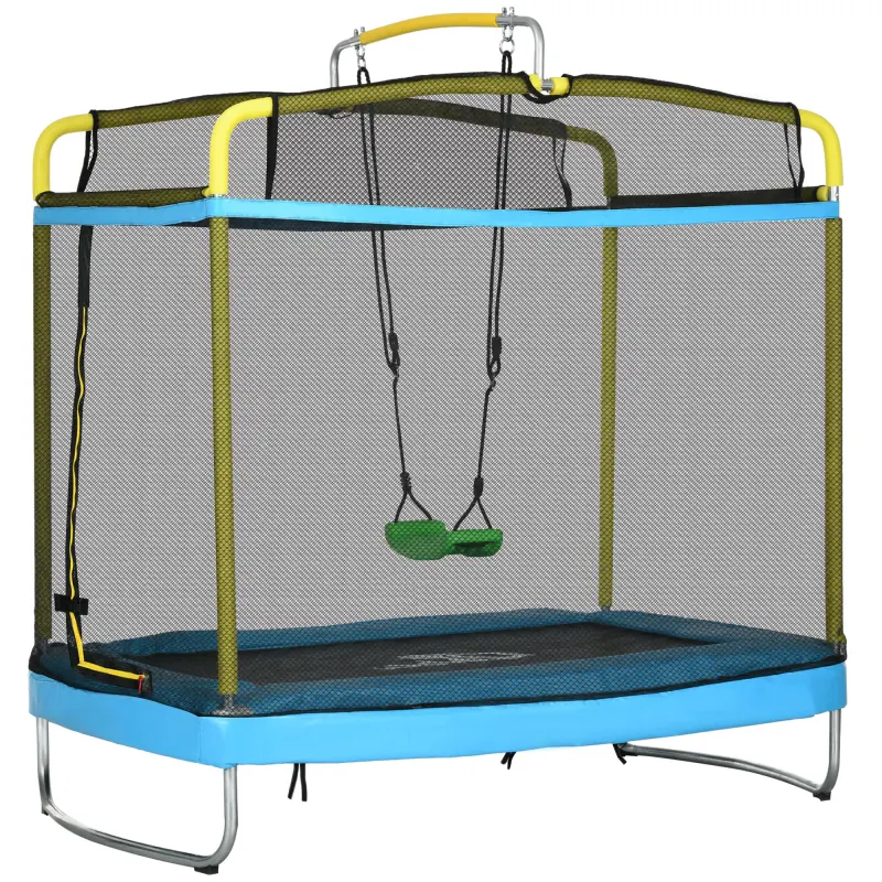 3-in-1 Trampoline for Kids, 6.9' Kids Trampoline with Net, Light Blue