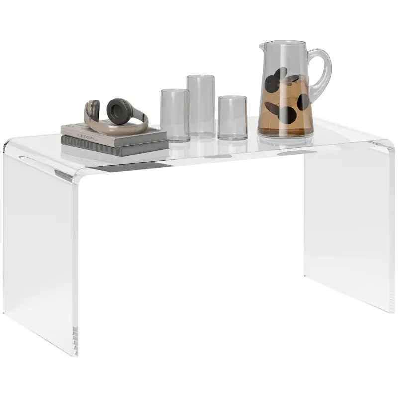 32" Acrylic Coffee Table, 0.6" Thick Rectangle Waterfall Center Table for Living Room, Modern, No Assembly Required, Clear