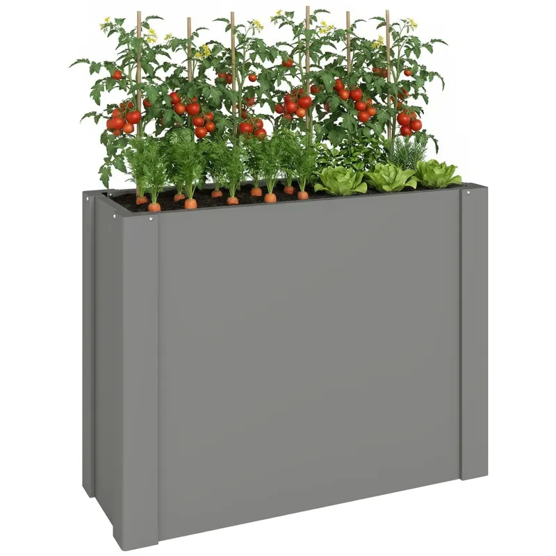Raised Garden Bed Galvanized Planter Box Outdoor with Gloves for Gardening Vegetables, Flower, Herb, 2.6 x 1 x 2 ft, Gray