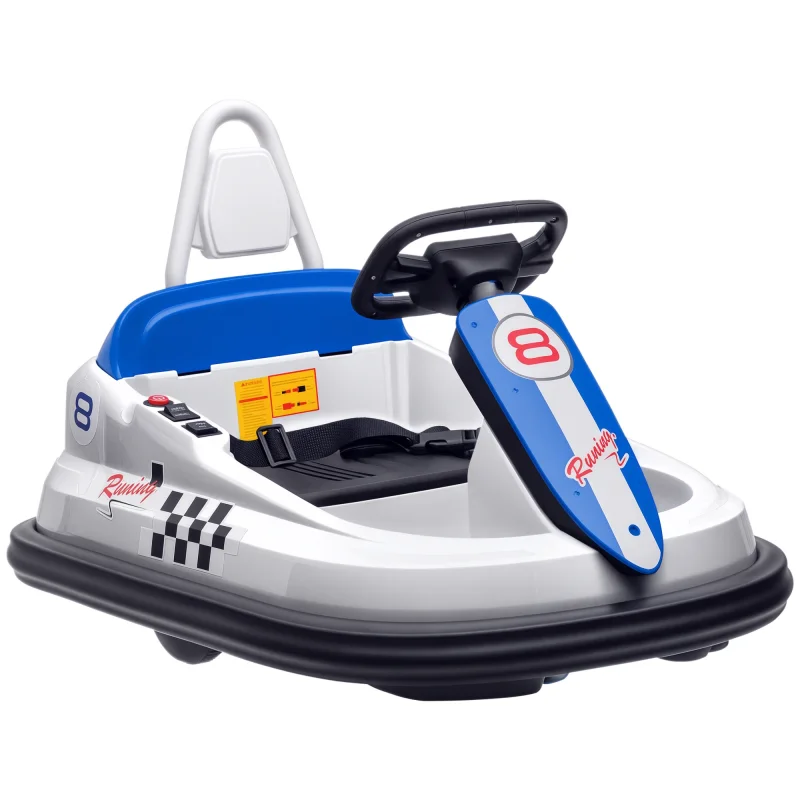 Bumper Car for Kids, 360° Rotation 6V Electric Ride On Bumper, White