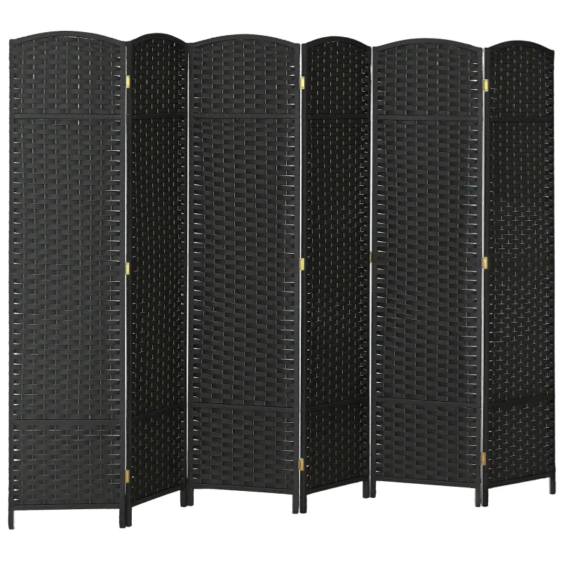 Folding Room Divider Screen 6 Panel 5.6 ' Tall Privacy Screen Freestanding Room Partition for Home Office, Black